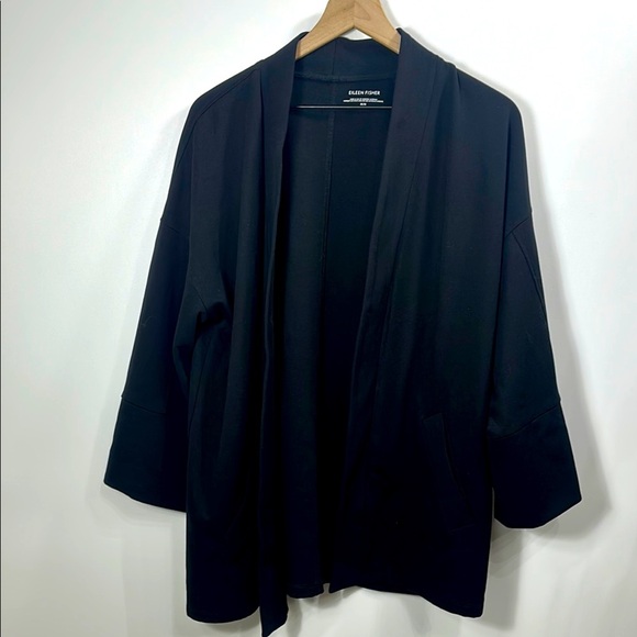 Eileen Fisher Black Open Front Tincel Lyocell  Jacket size medium - Picture 1 of 10